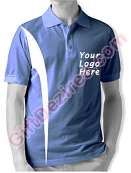 Designer Imperial Blue and White Color Mens Logo T Shirts